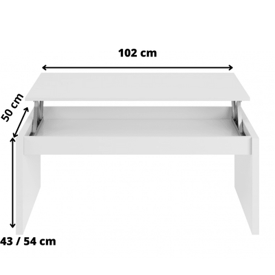 Table Basse Relevable Blanc Laquée