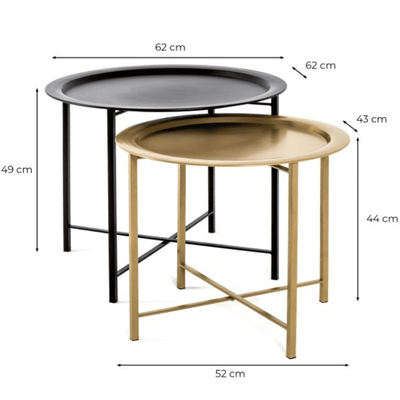 Table Basse Ronde Or Et Noir