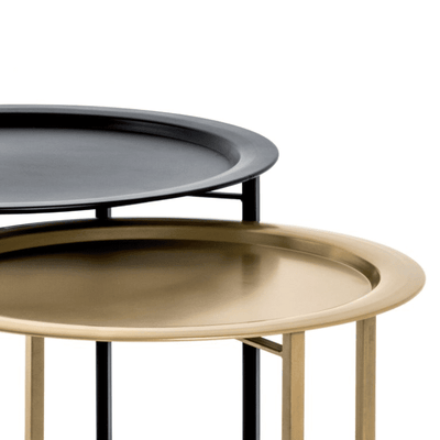 Table Basse Ronde Or Et Noir